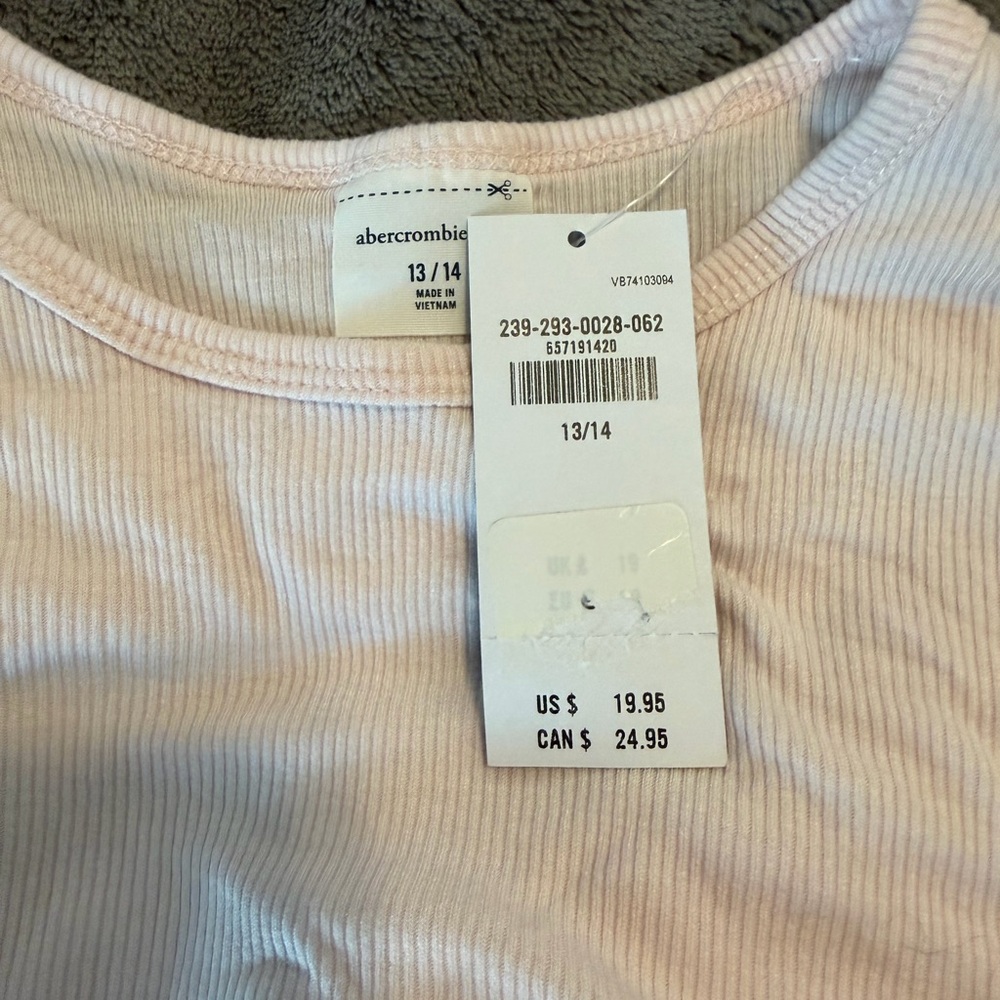 Abercrombie Kids Ribbed Light Pink Long Sleeve Knotted Top NWT 13/14 - Picture 4 of 5